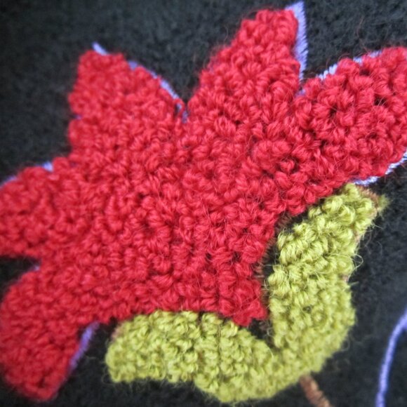 Tally Ho Womens S Black Boiled Wool Floral Full Zip Long Sleeve Jacket Cardigan - Picture 3 of 16